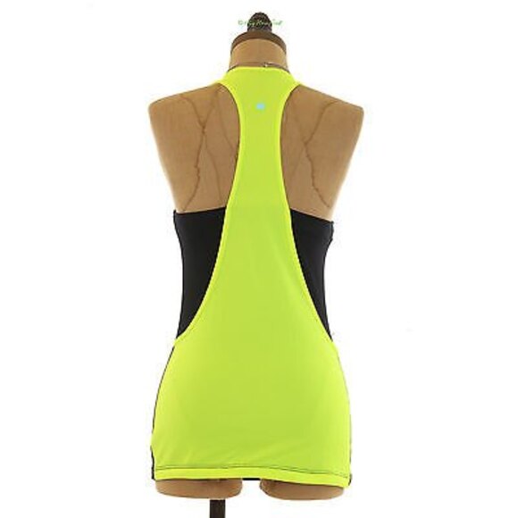 Caelum Skylar Nordstrom Tank Top Size M Shelf Bra T-Back Black Lime EUC B76 - Picture 5 of 5